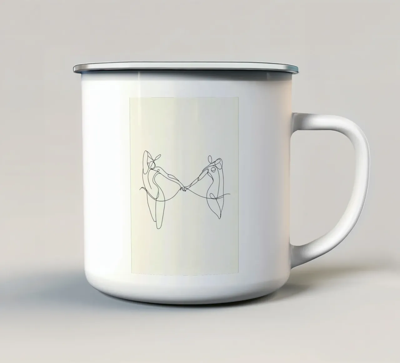 Arte lineare minimalista di Dancing In Love tazza in smalto da Viv Line Art