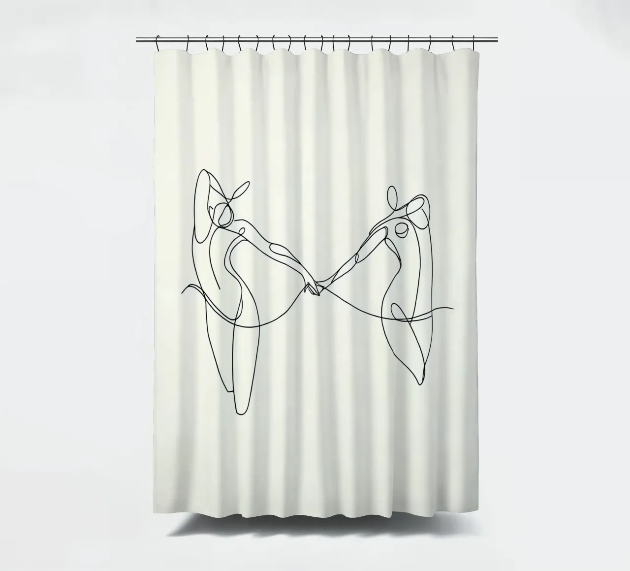 Tanzen in der Liebe Minimalistische Linienkunst Duschvorhang von Viv Line Art