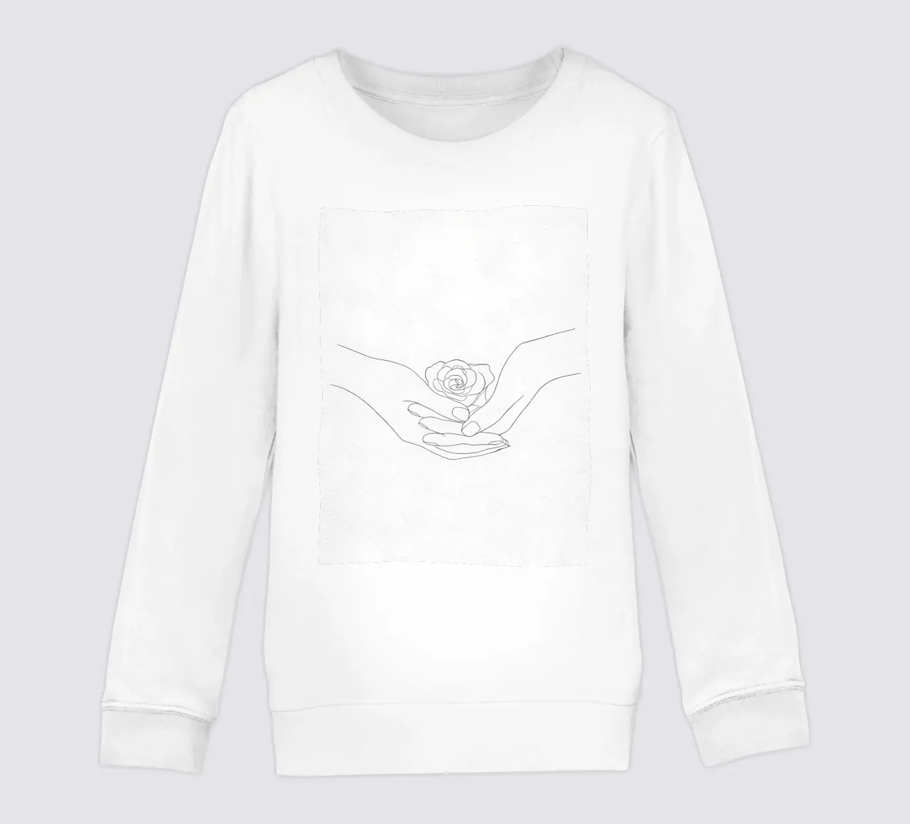 Fiore in mano Line Art minimalista felpa bambino da Viv Line Art