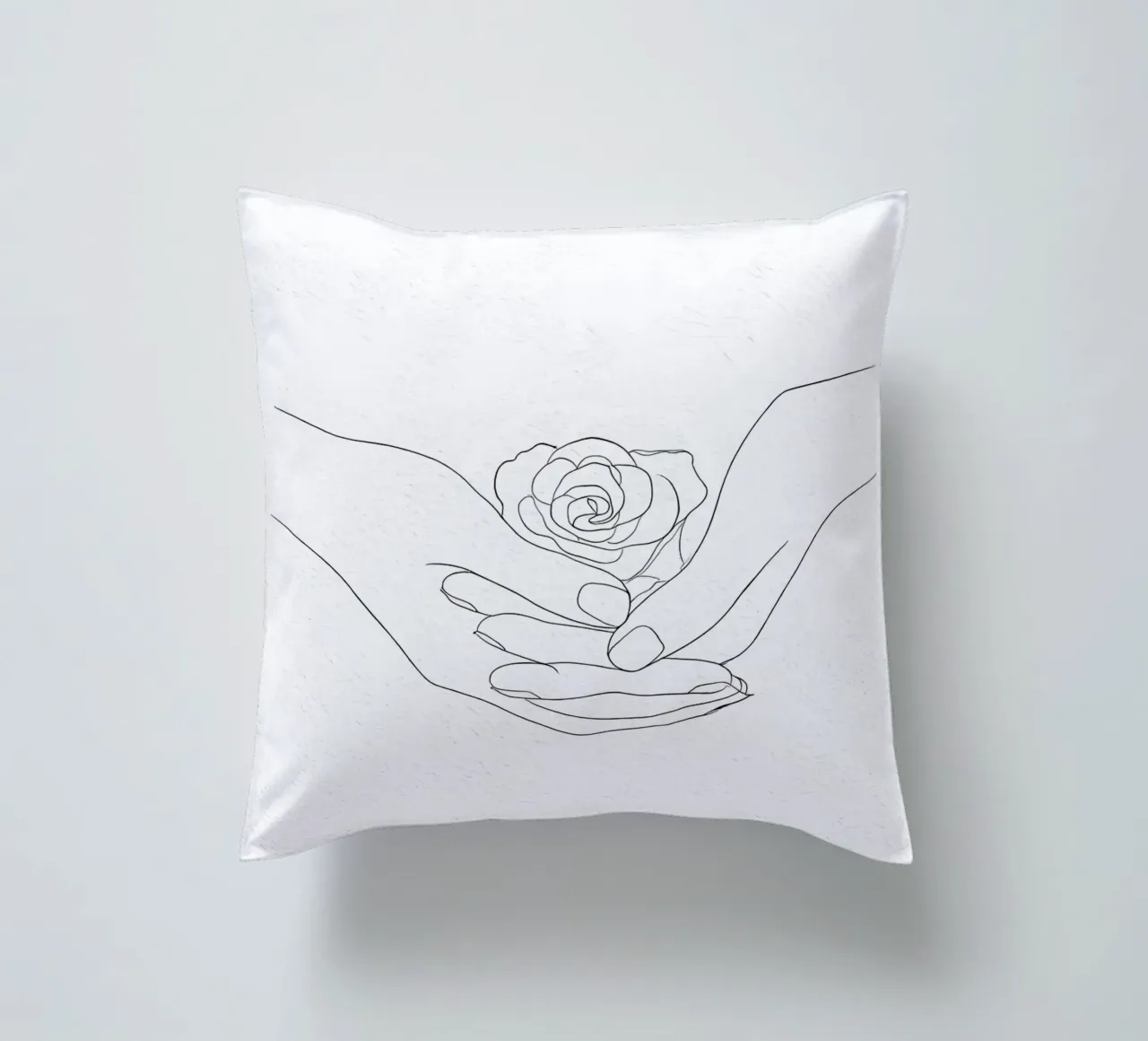 Fiore in mano Line Art minimalista cuscino da Viv Line Art