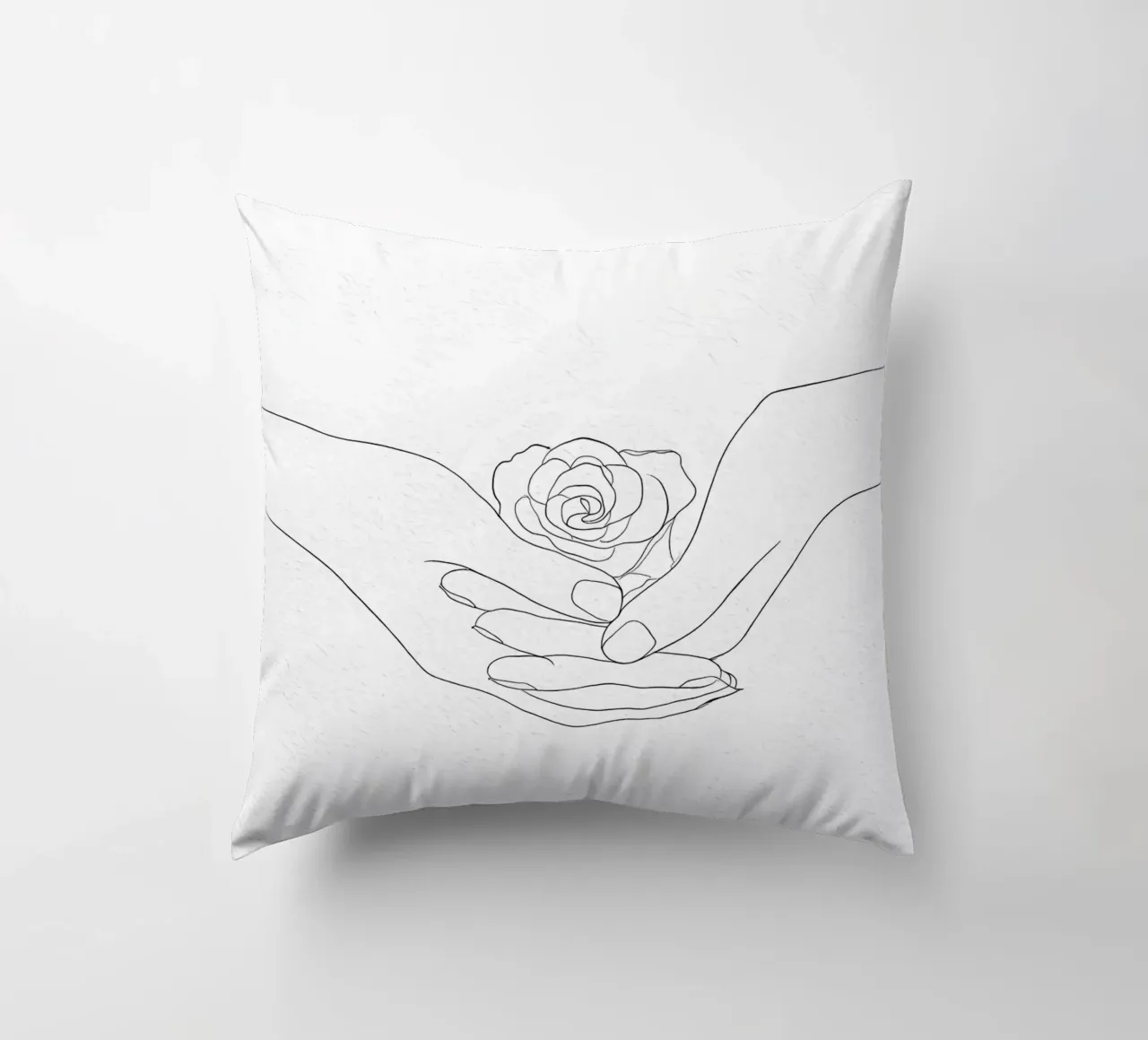 Fiore in mano Line Art minimalista cuscino da Viv Line Art