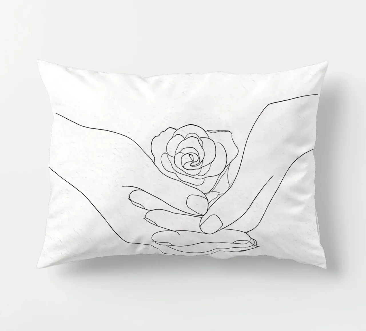 Fiore in mano Line Art minimalista cuscino da Viv Line Art