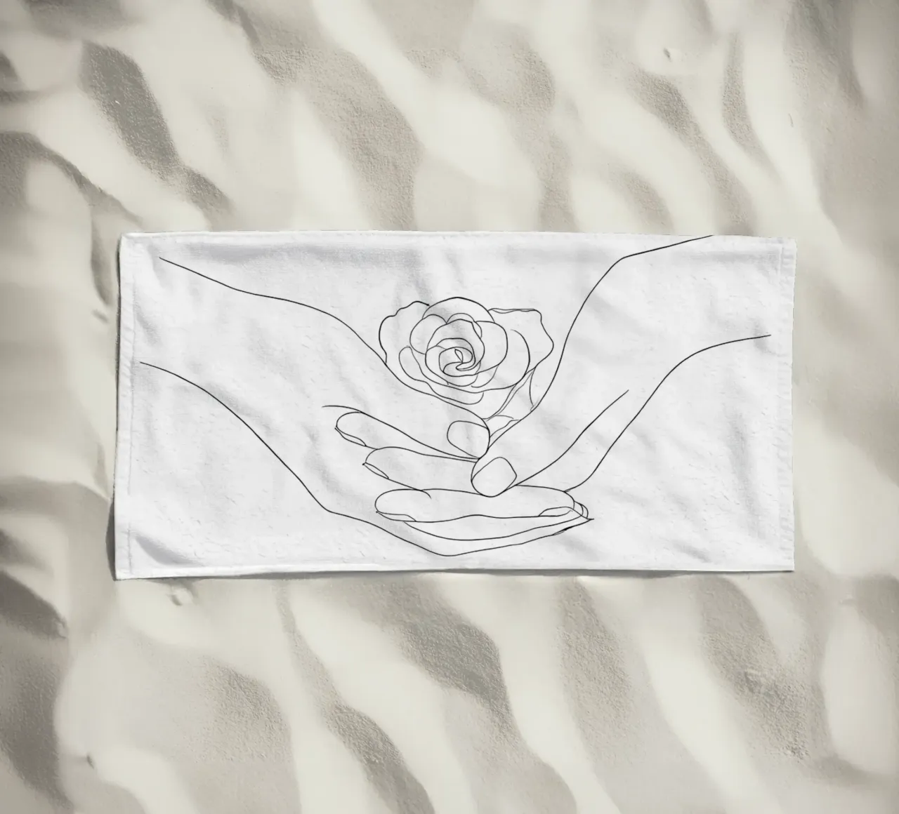 Fiore in mano Line Art minimalista telo mare da Viv Line Art