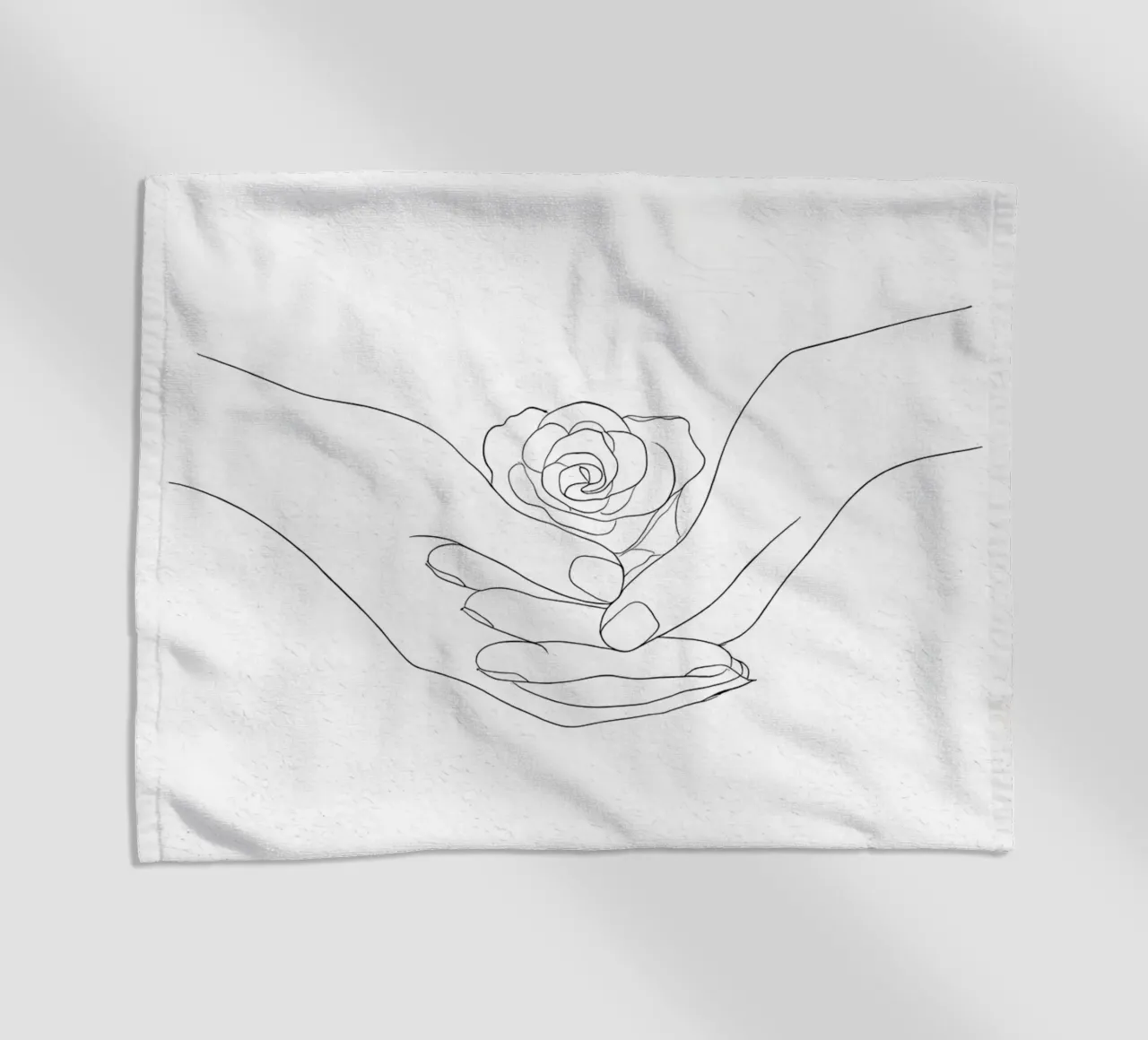 Fiore in mano Line Art minimalista telo mare da Viv Line Art