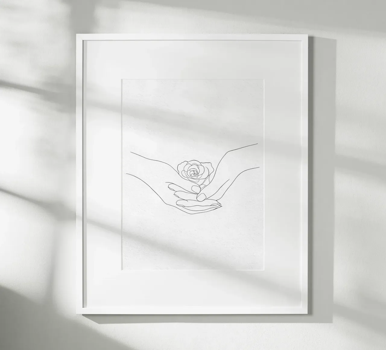 Flower In Hand Minimalist Line Art poster with aluminum frame by Viv Line Art