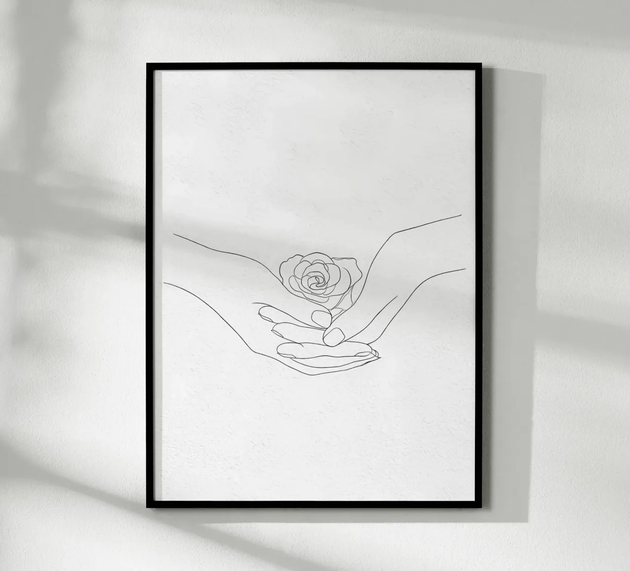 Flower In Hand Minimalist Line Art poster with aluminum frame by Viv Line Art
