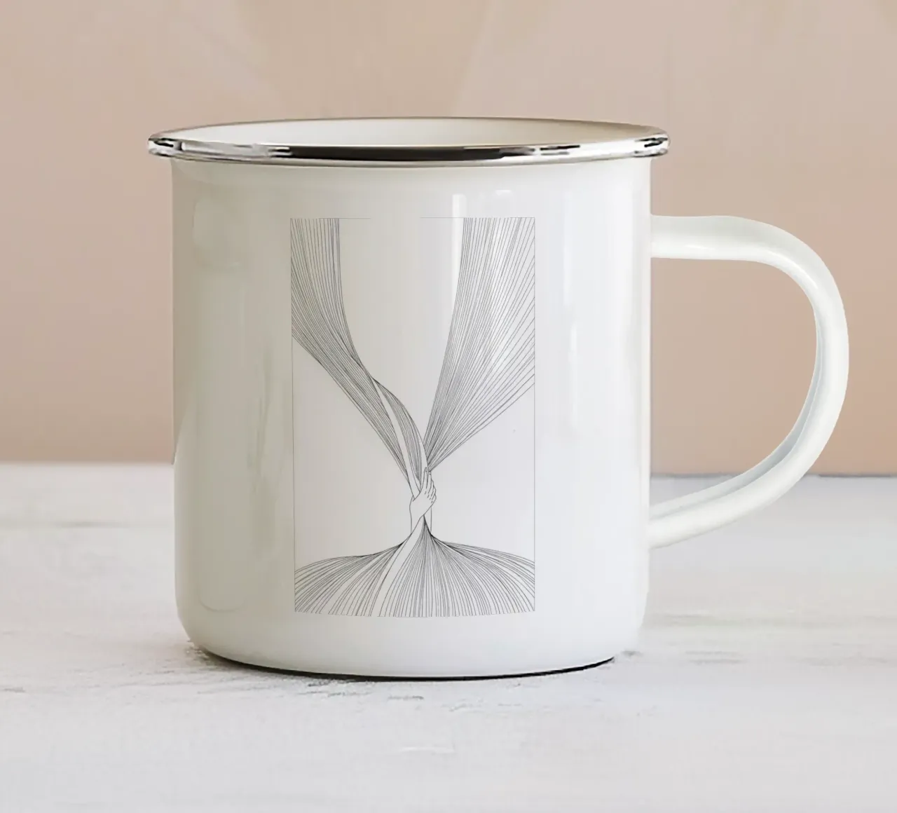 Legare la linea del tempo Arte lineare minimalista tazza in smalto da Viv Line Art
