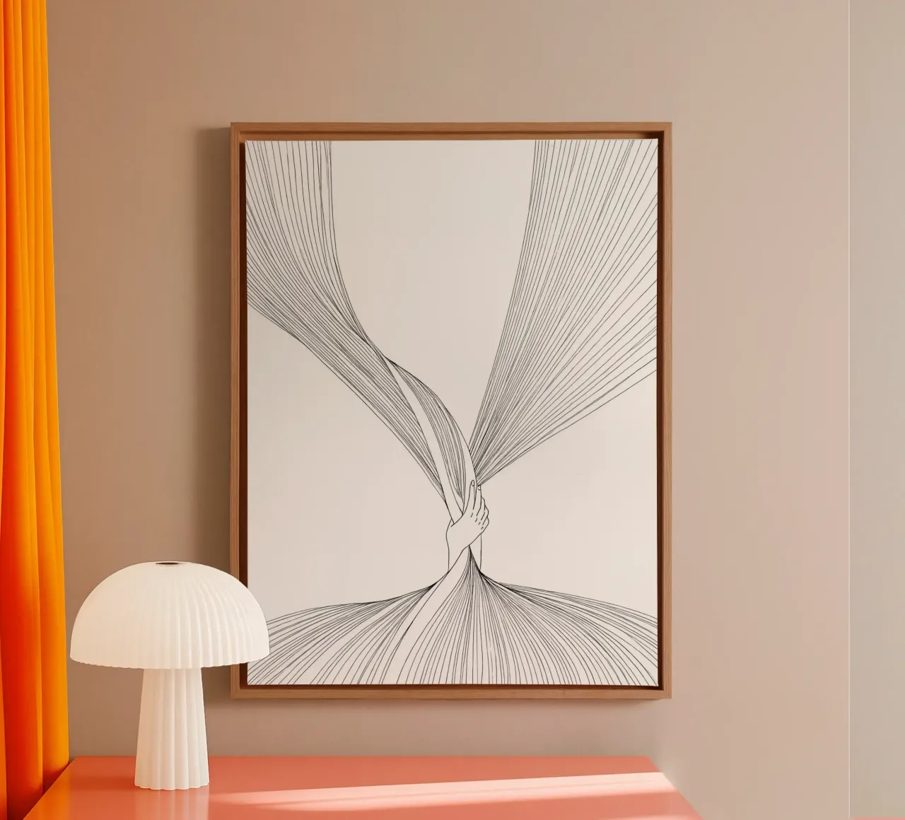 Tying The Timeline Minimalist Line Art canvas with Floater frame by Viv Line Art