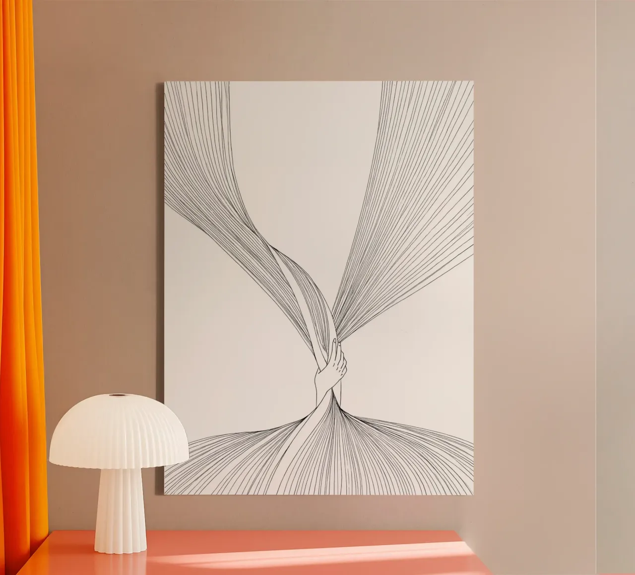 Tying The Timeline Minimalist Line Art canvas with Floater frame by Viv Line Art