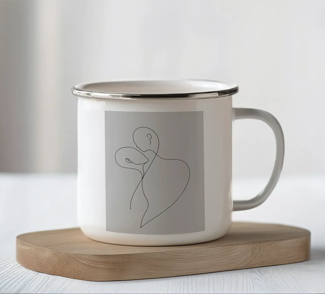 Line art minimalista degli innamorati tazza in smalto da Viv Line Art