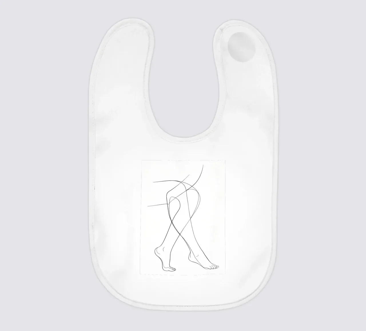 Arte lineare minimalista di gambe collegate bavaglino da Viv Line Art