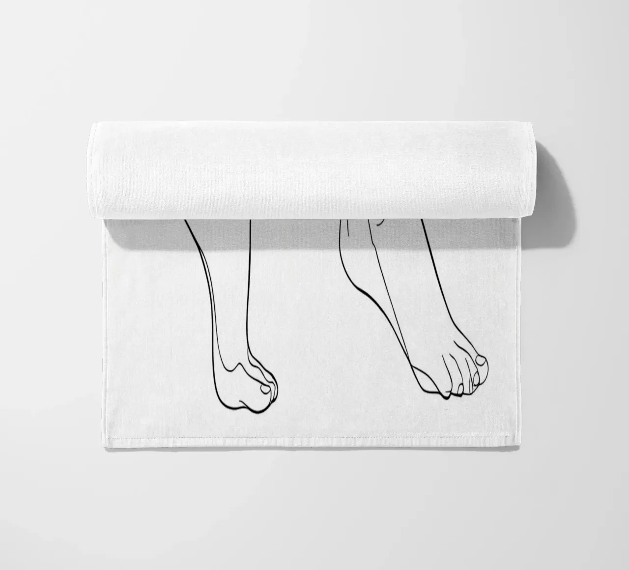 Arte lineare minimalista di gambe collegate telo mare da Viv Line Art