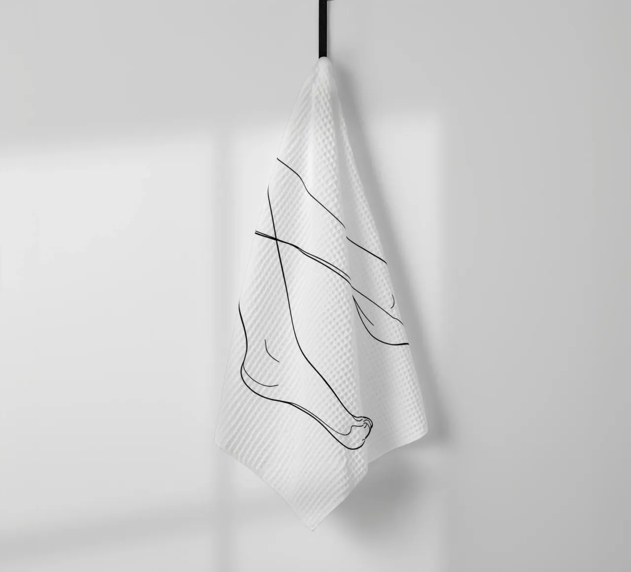 Arte lineare minimalista di gambe collegate canovaccio da cucina da Viv Line Art
