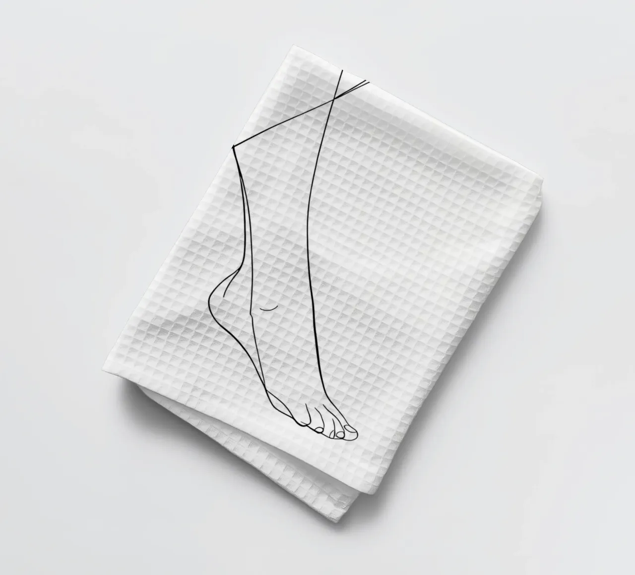 Arte lineare minimalista di gambe collegate canovaccio da cucina da Viv Line Art