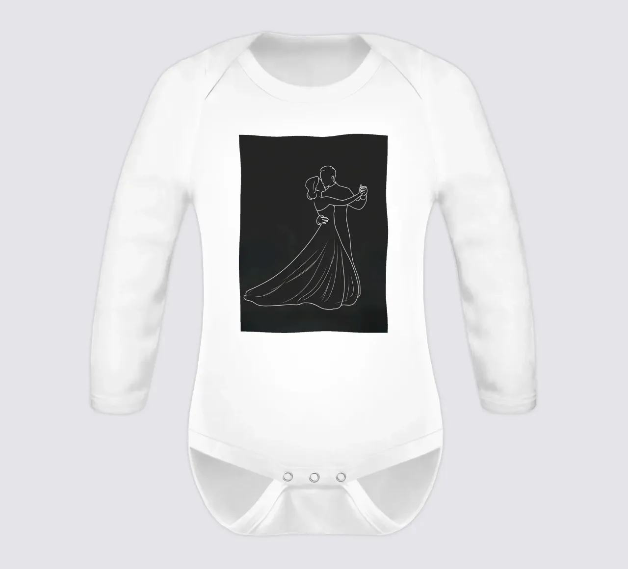 Couple Dancing Minimalist Line Art long-sleeve baby romper by Viv Line Art
