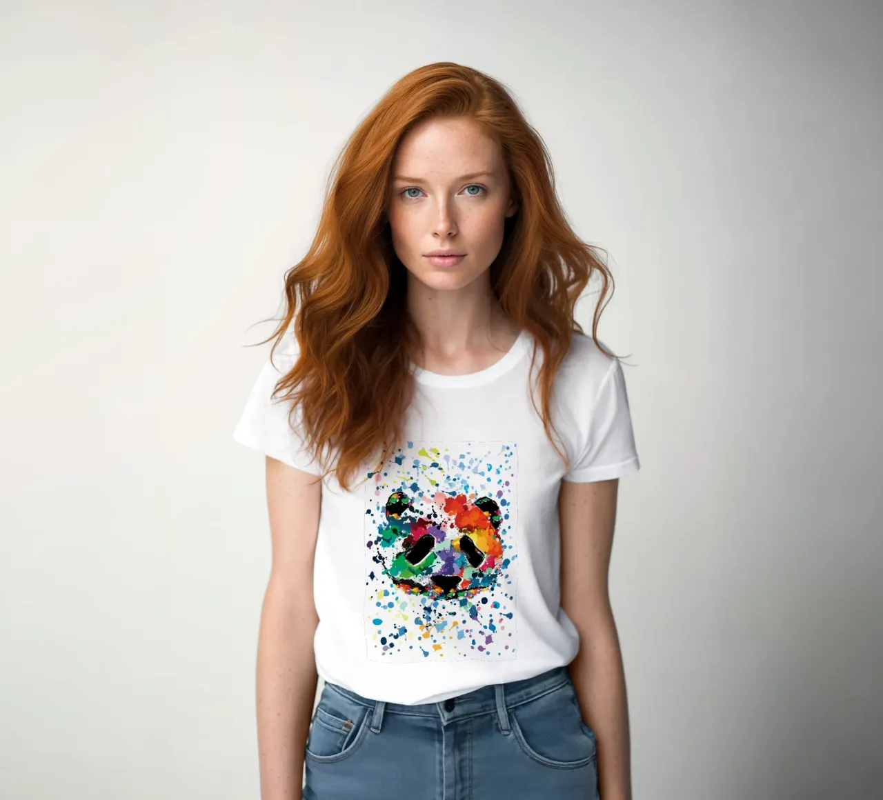 Splash panda women's fitted t-shirt by James M Coyle