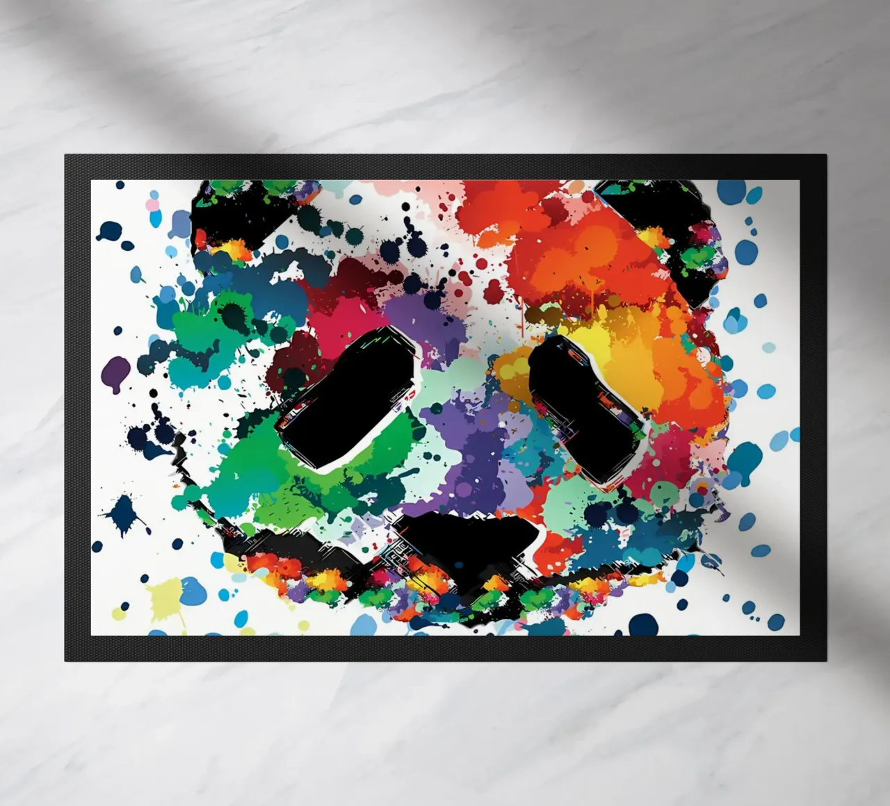 Splash panda doormat by James M Coyle