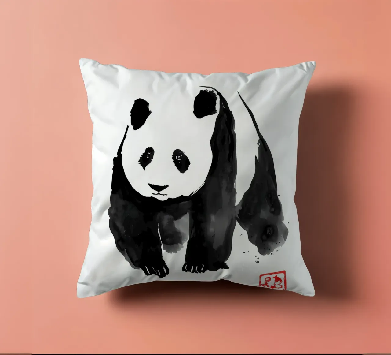 Ink Wash Panda cuscino da James M Coyle