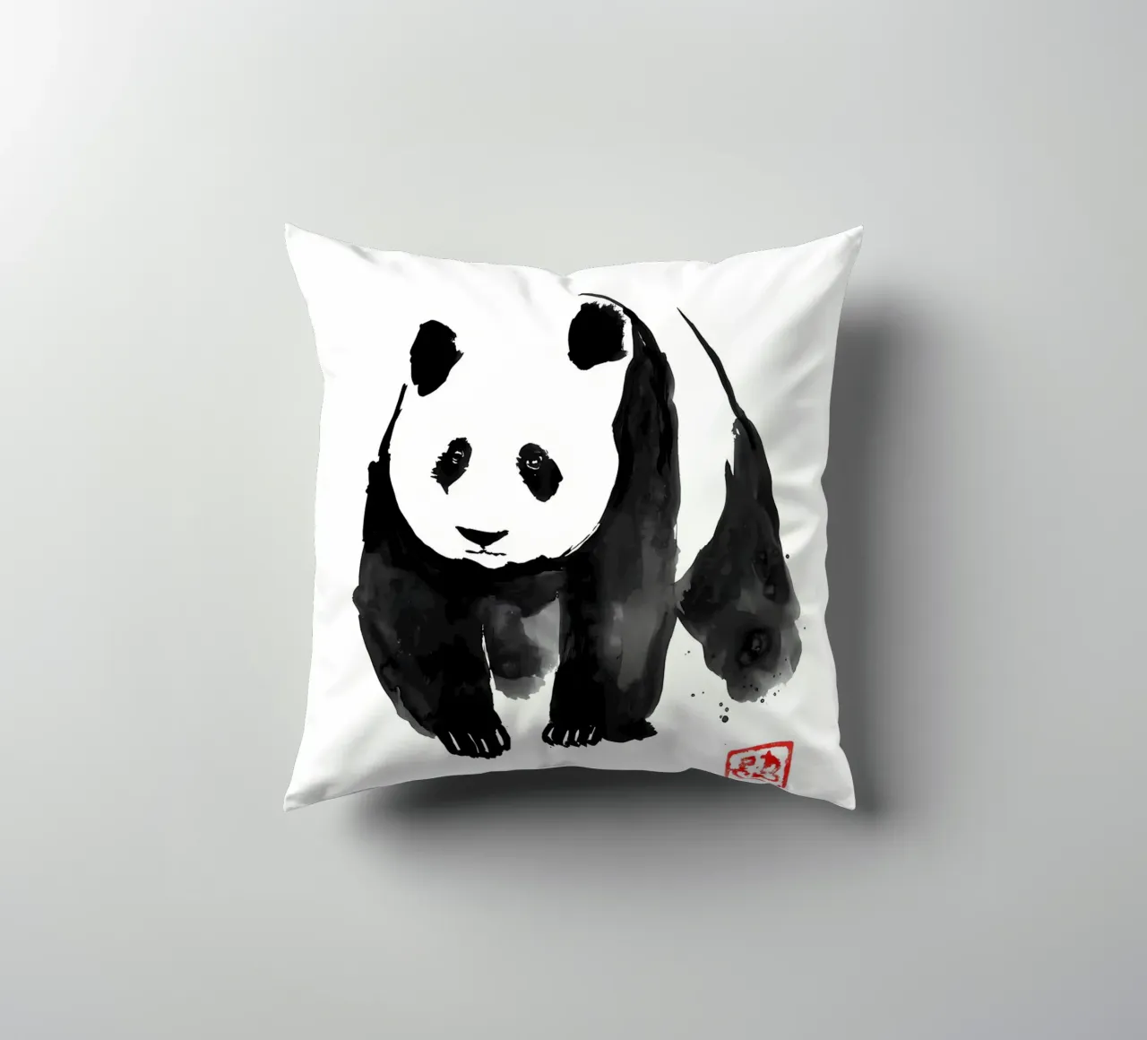 Ink Wash Panda cuscino da James M Coyle
