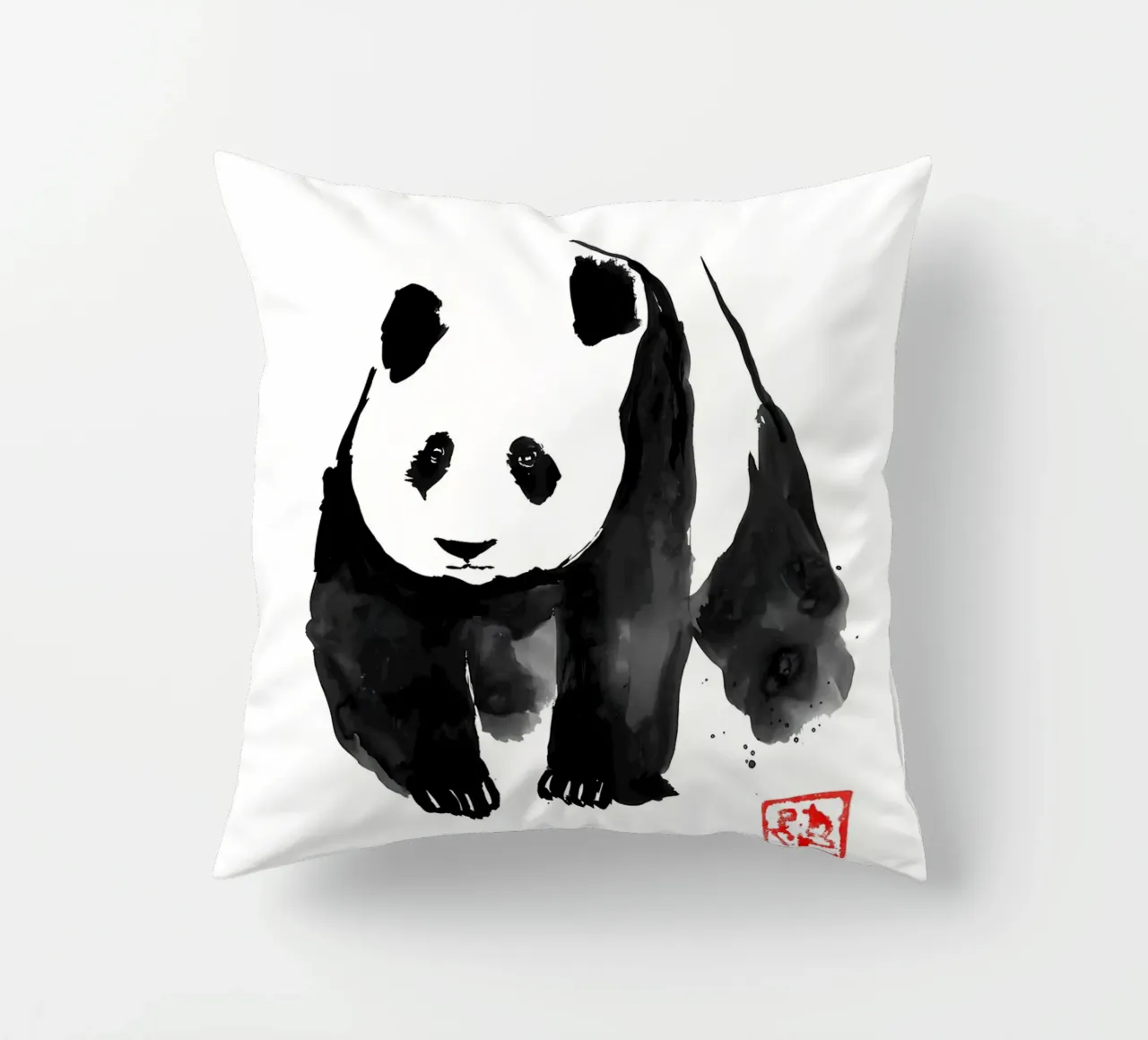 Ink Wash Panda cuscino da James M Coyle