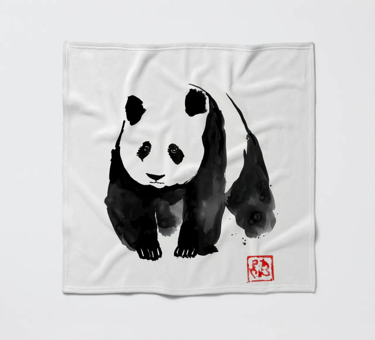 Ink Wash Panda fleece blanket by James M Coyle