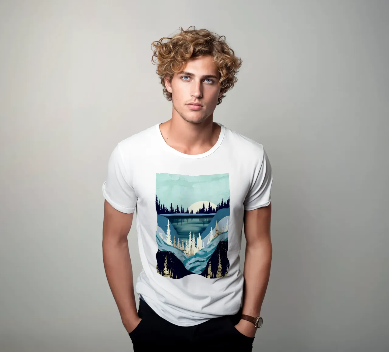 Pini nebbiosi t-shirt da Albert S Jacob