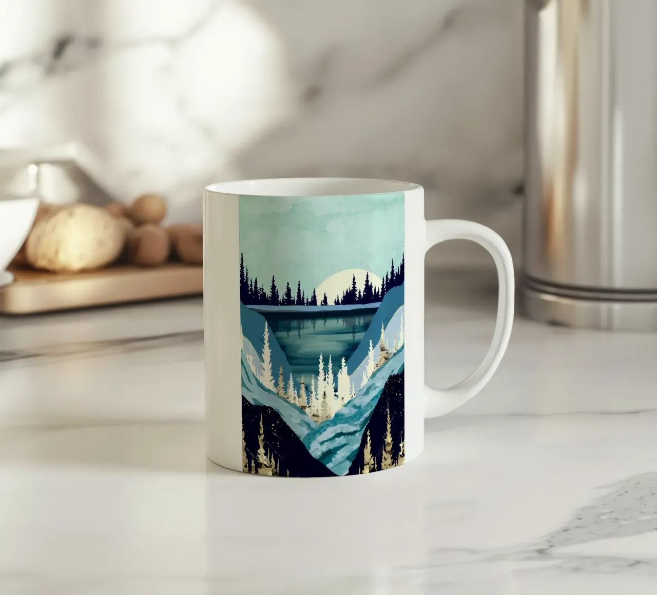 Pini nebbiosi tazza in ceramica da Albert S Jacob