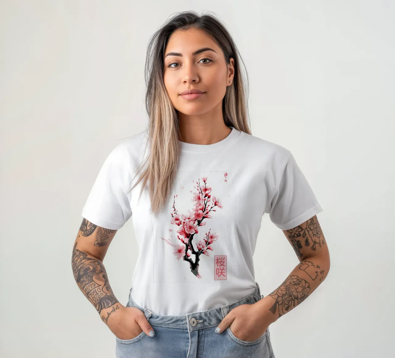 Fiori del ramo di Sakura t-shirt da Rebecca Clark Wyrick