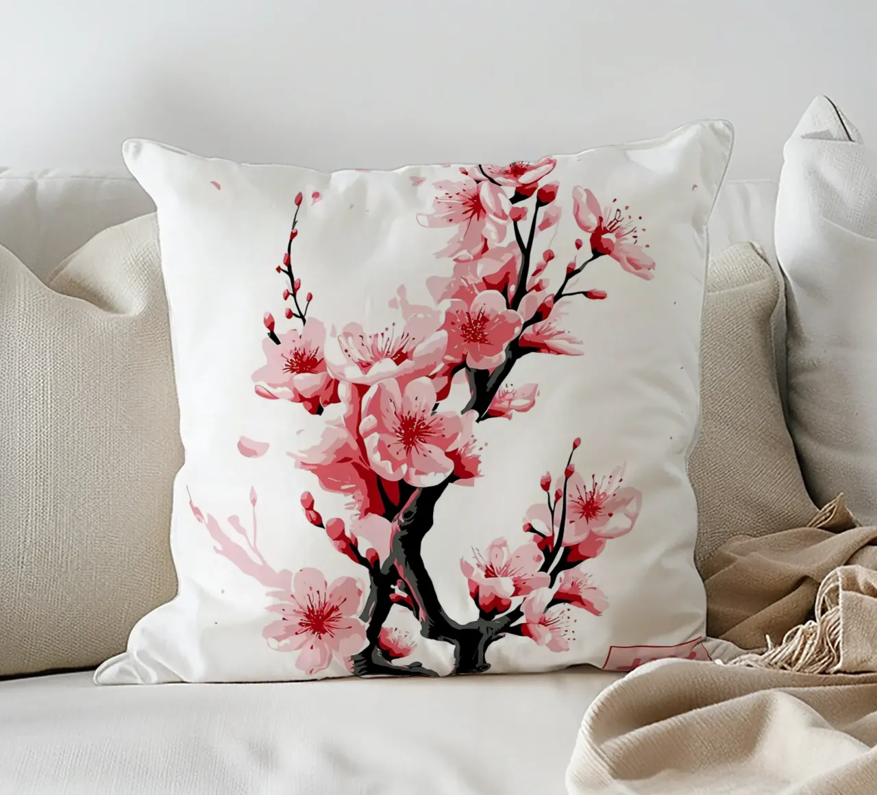 Fiori del ramo di Sakura cuscino da Rebecca Clark Wyrick