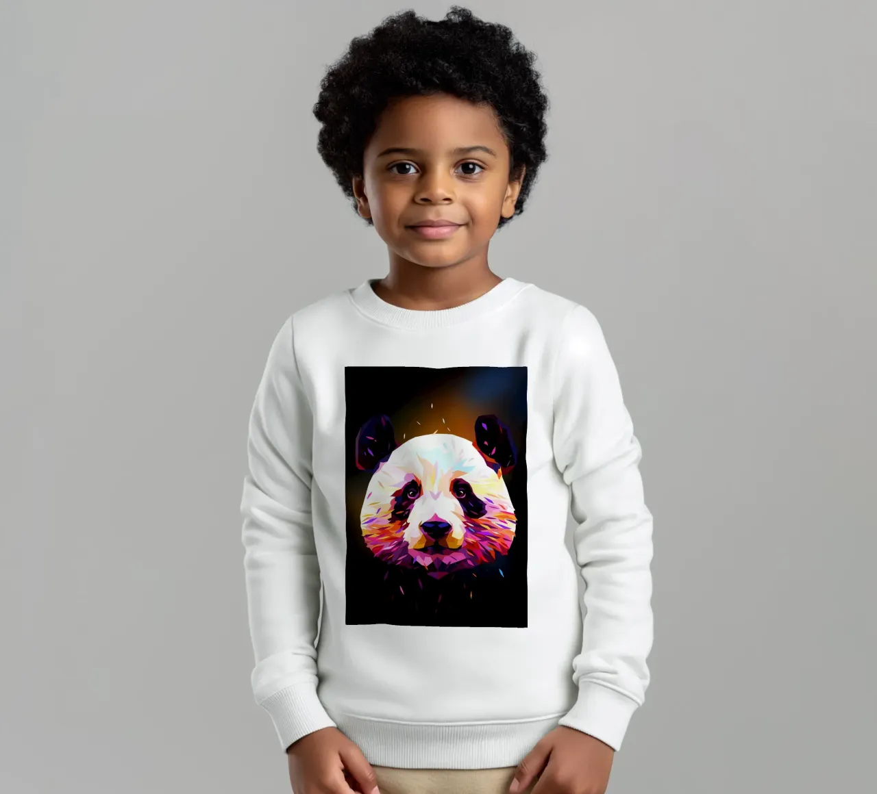 Panda Low Poly Abstract kids sweatshirt by James M Coyle