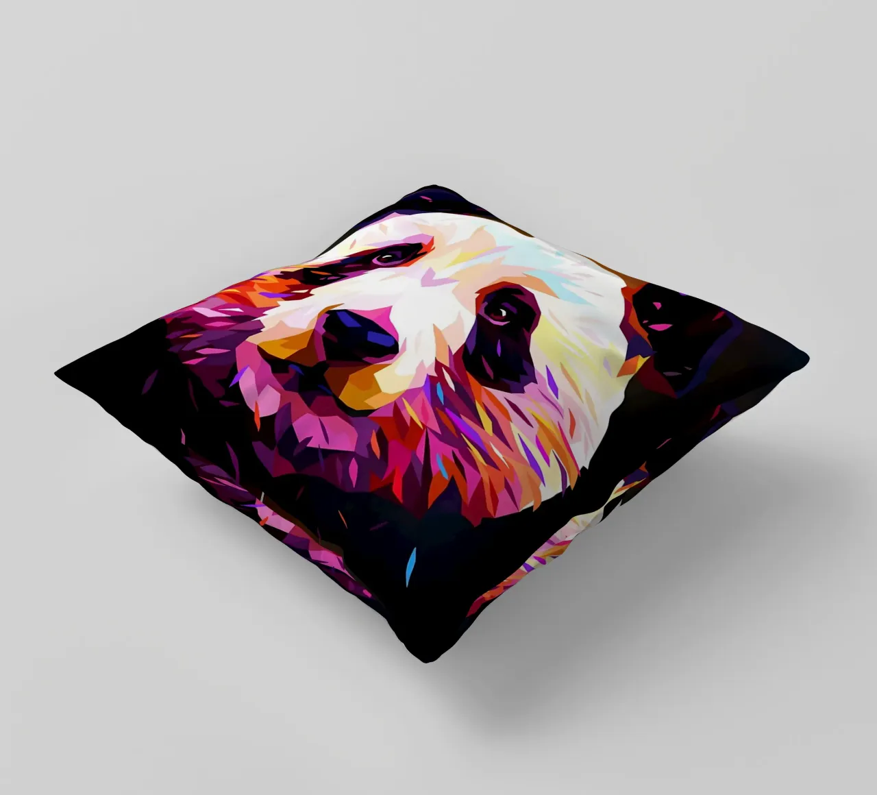 Panda Low Poly Astratto cuscino da James M Coyle