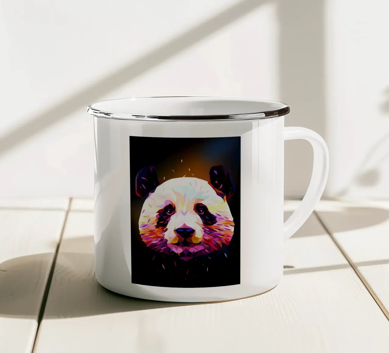 Panda Low Poly Astratto tazza in smalto da James M Coyle