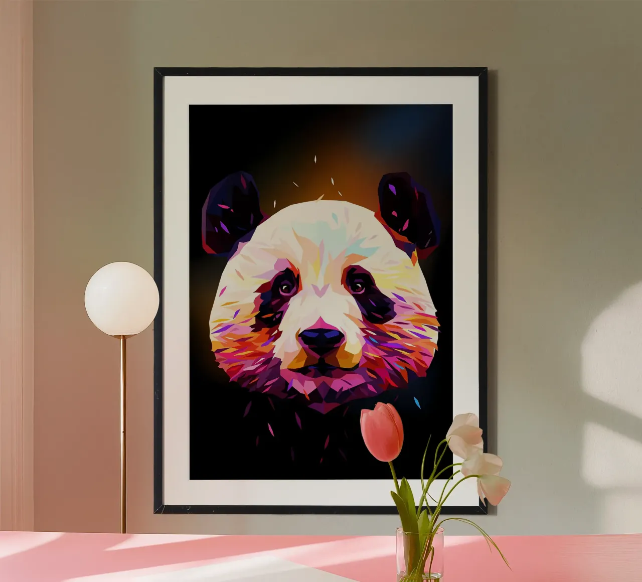 Panda Low Poly Astratto carta hahnemühle da James M Coyle