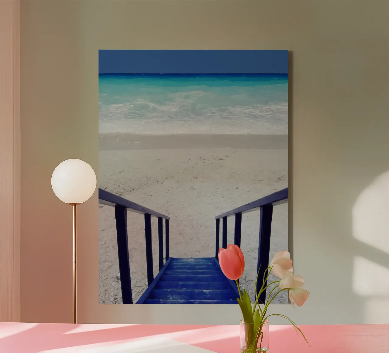 Mare blu greco tela con Cornice a cassetta da Moon  Bloom