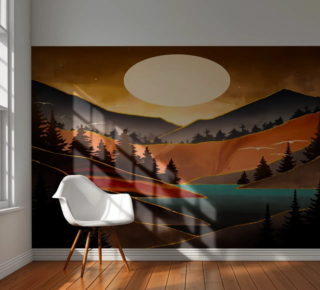 Herfst Zonsondergang fotobehang van Albert S Jacob