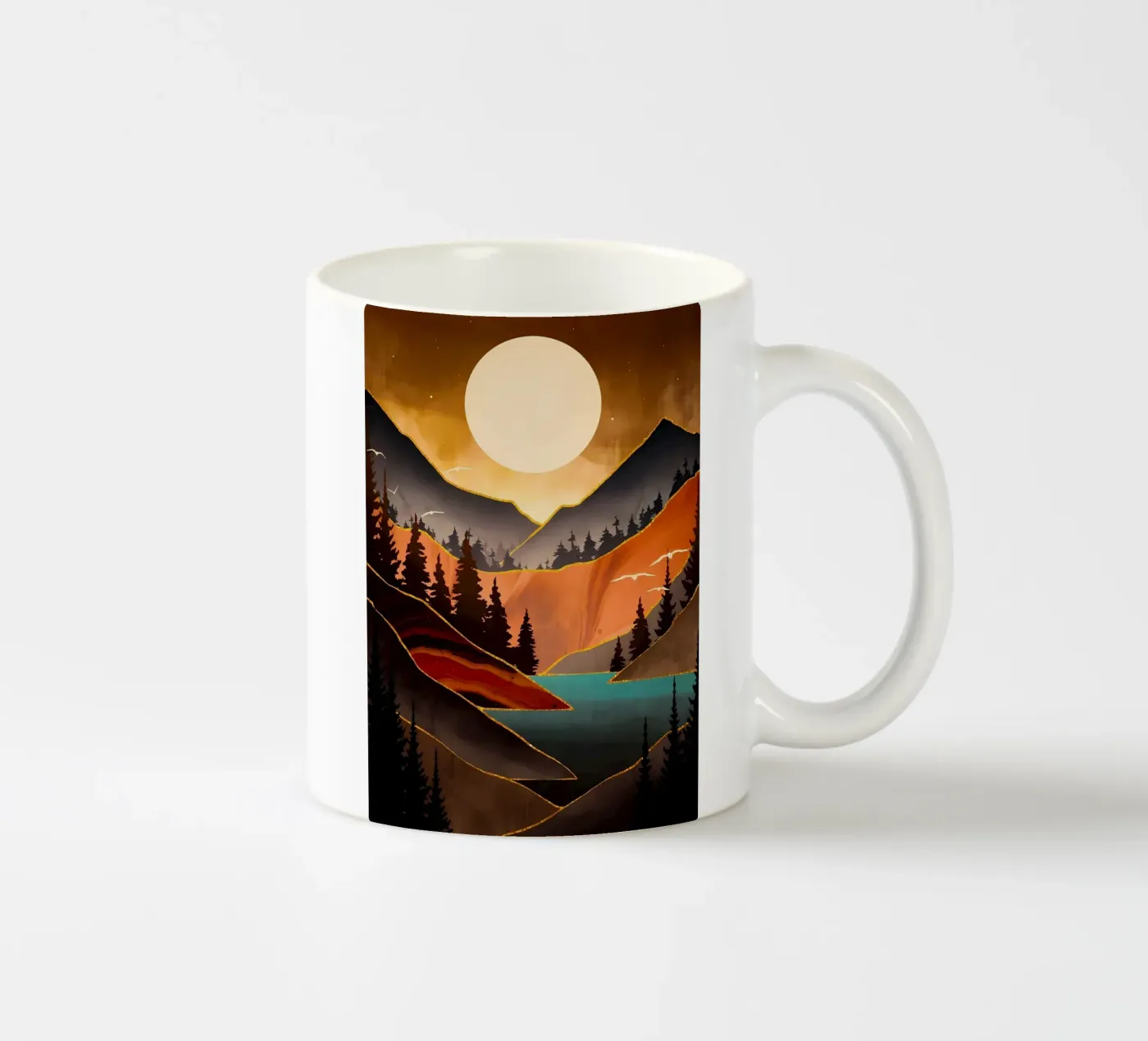 Herfst Zonsondergang keramische mok van Albert S Jacob