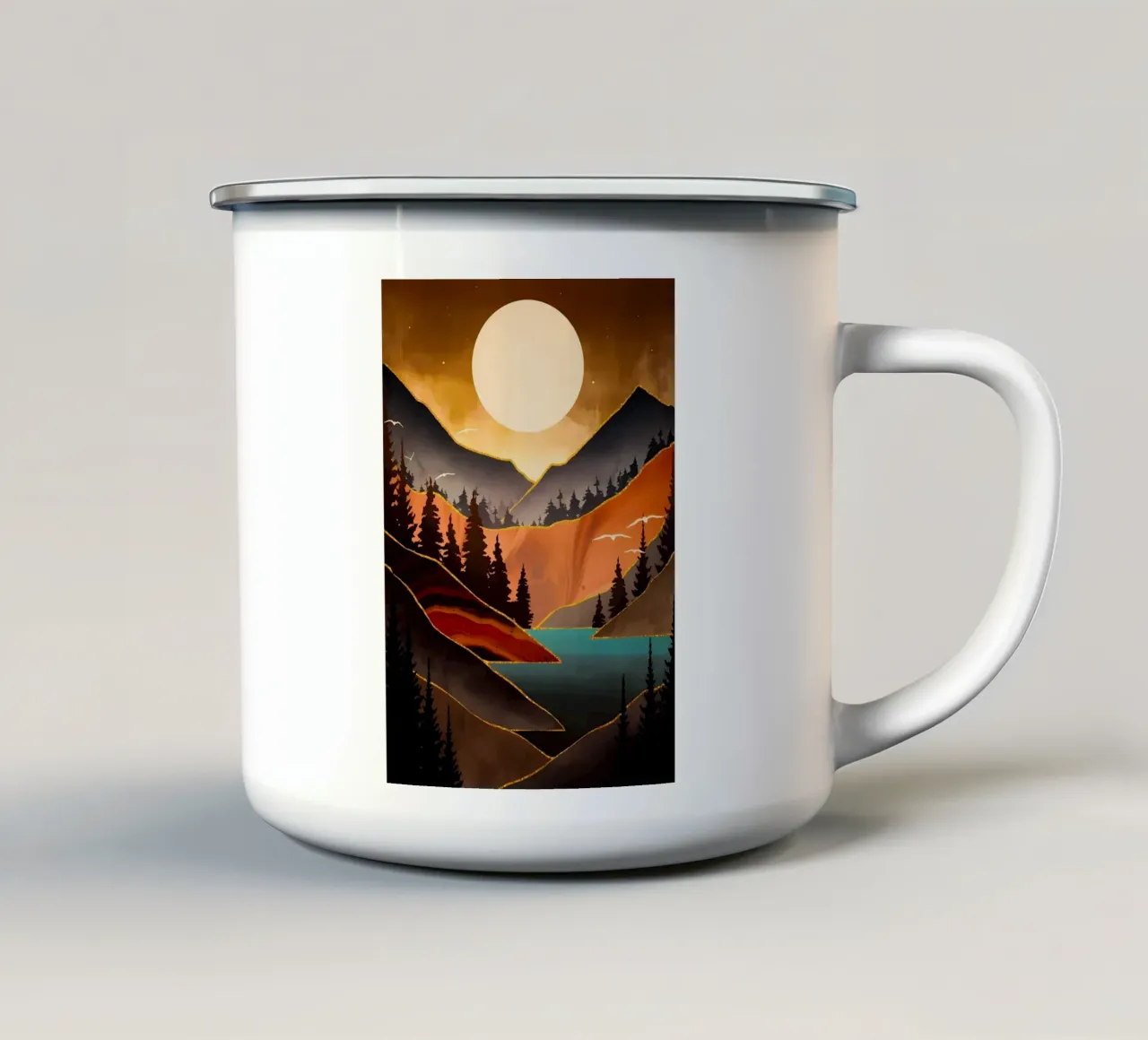 Tramonto d'autunno tazza in smalto da Albert S Jacob