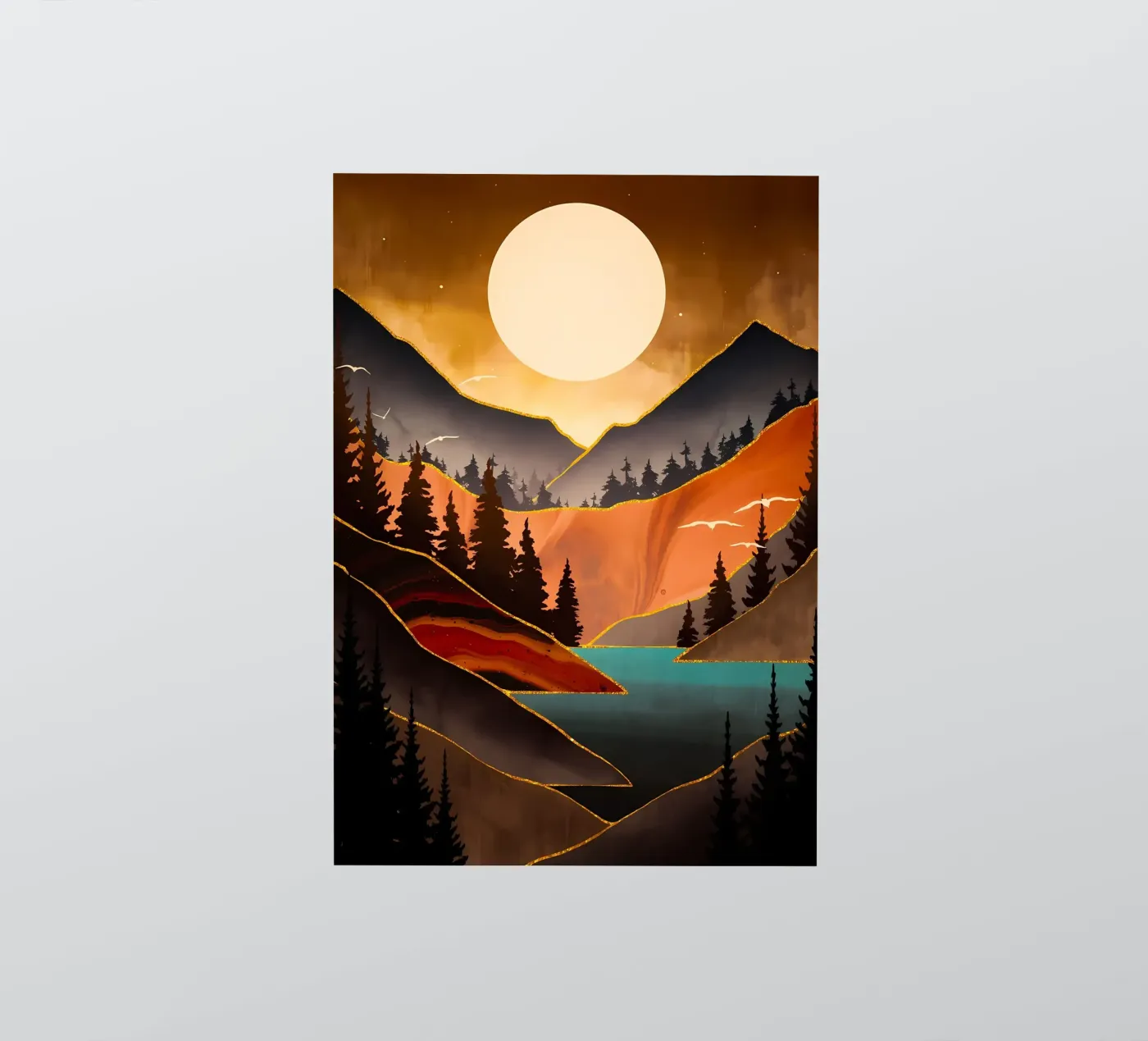 Herfst Zonsondergang sticker van Albert S Jacob