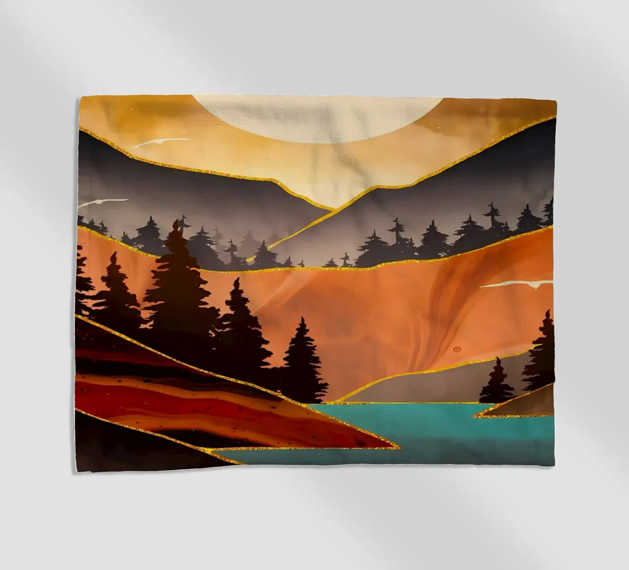 Herfst Zonsondergang strandhanddoek van Albert S Jacob