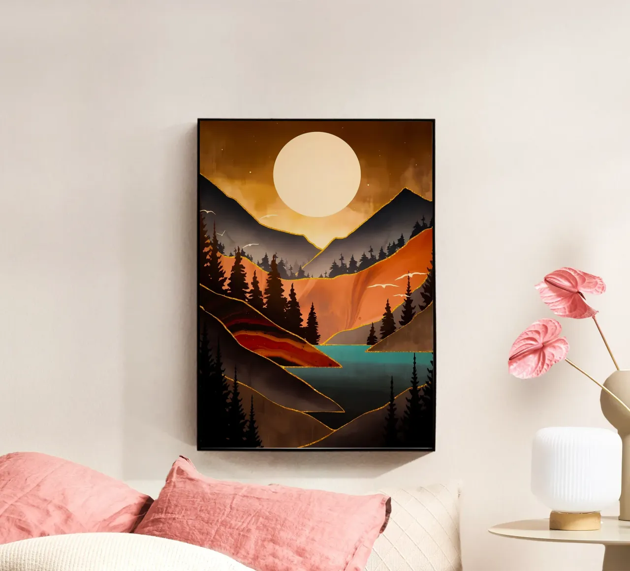 Fall Sunset acryl van Albert S Jacob