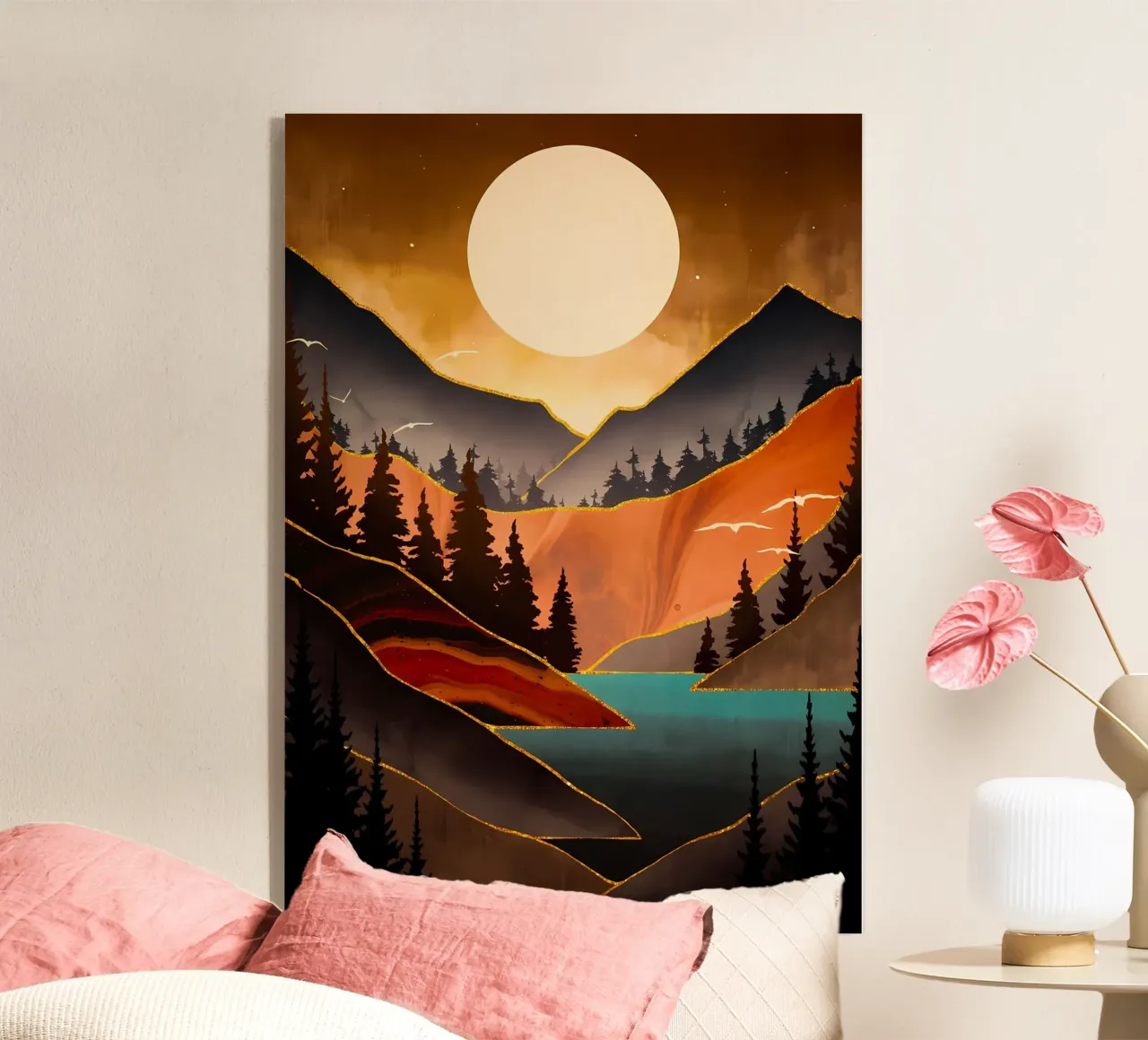 Fall Sunset acryl van Albert S Jacob