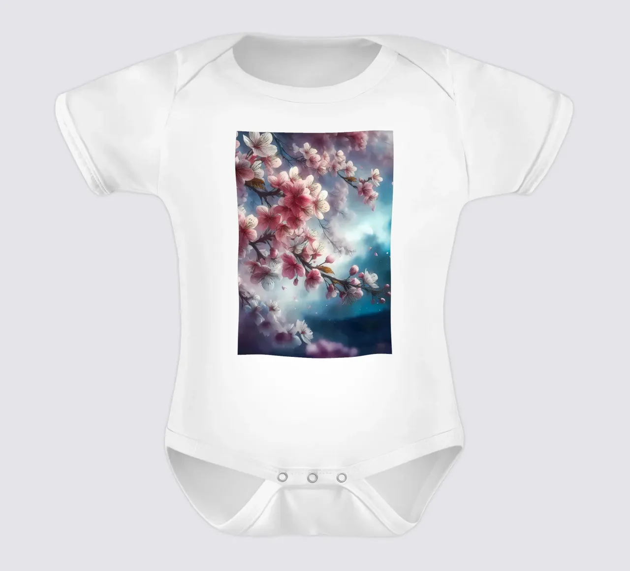 Blooming Sakura branches body neonato maniche corte da Rebecca Clark Wyrick