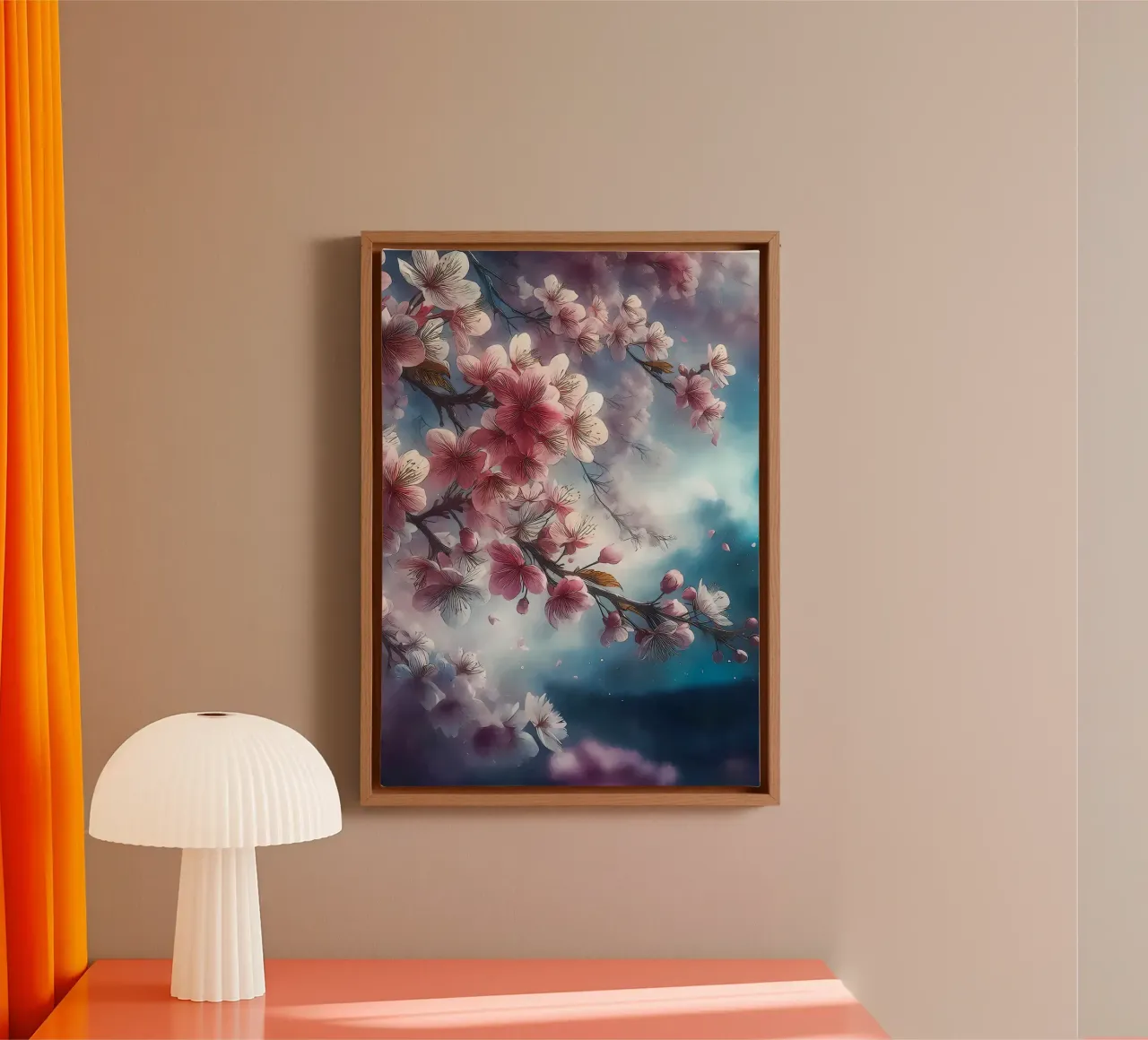 Blooming Sakura branches tela con Cornice a cassetta da Rebecca Clark Wyrick