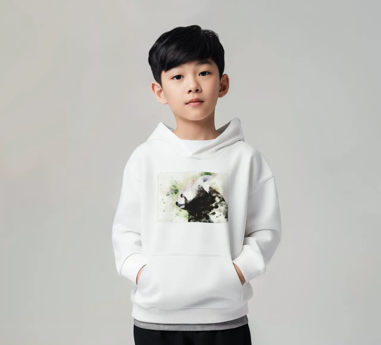 Panda dipinto felpa bambino con cappuccio da James M Coyle