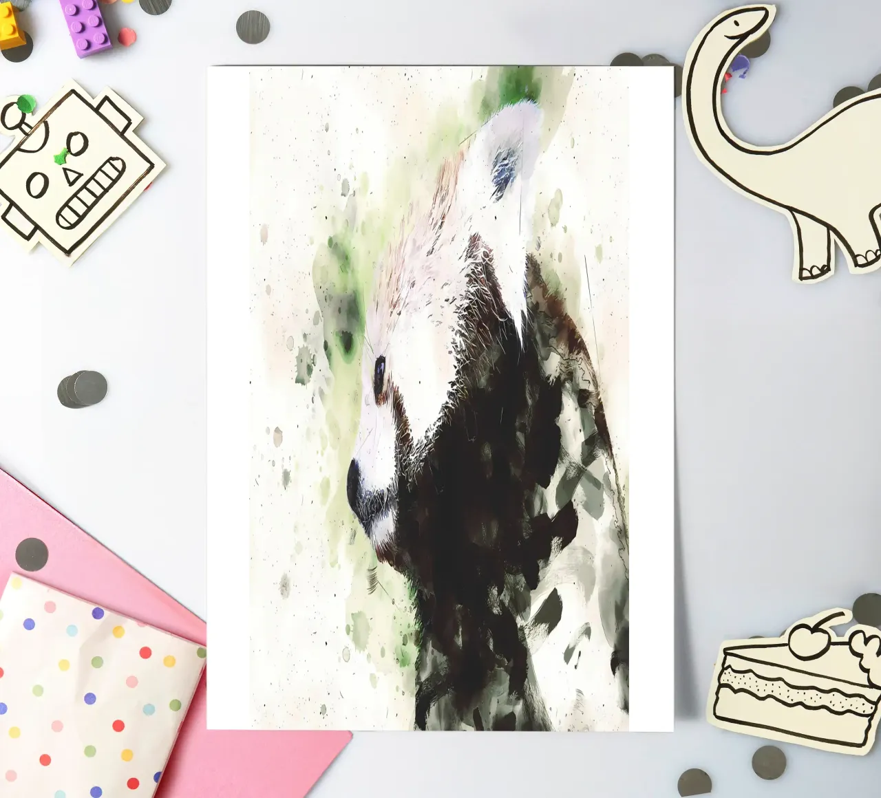 Gemalter Panda Stickerbogen von James M Coyle
