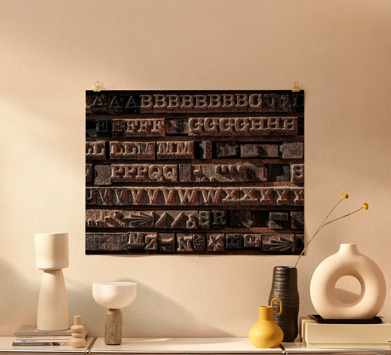 Tipografia vintage poster con telaio in plastica da Moon  Bloom