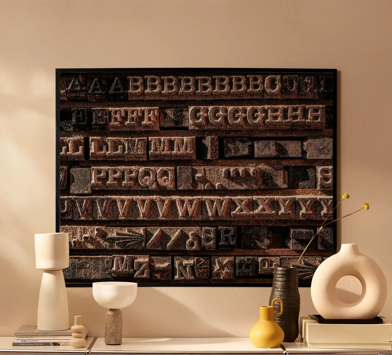 Tipografia vintage poster con telaio in plastica da Moon  Bloom