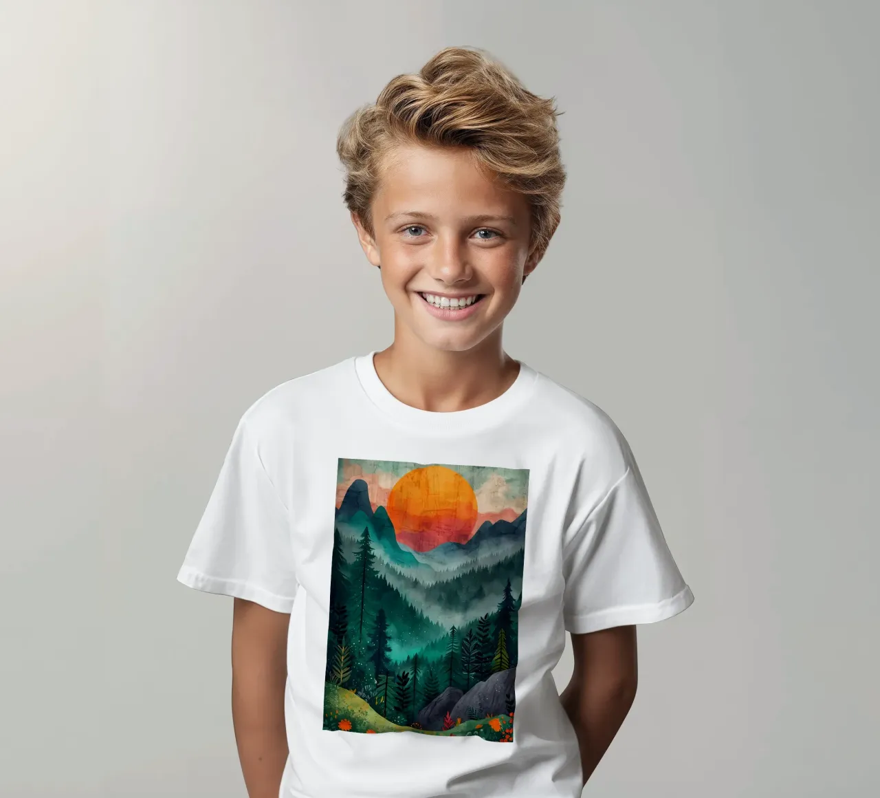 Misty Golden Crimson kids t-shirt by Albert S Jacob