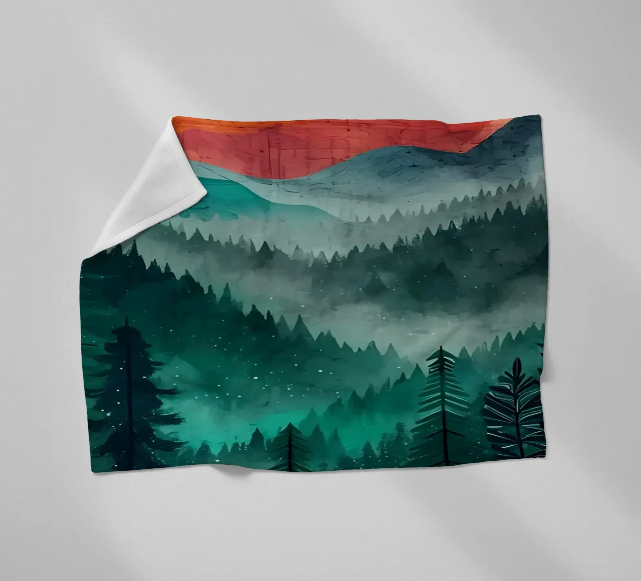 Misty Golden Crimson fleece blanket by Albert S Jacob