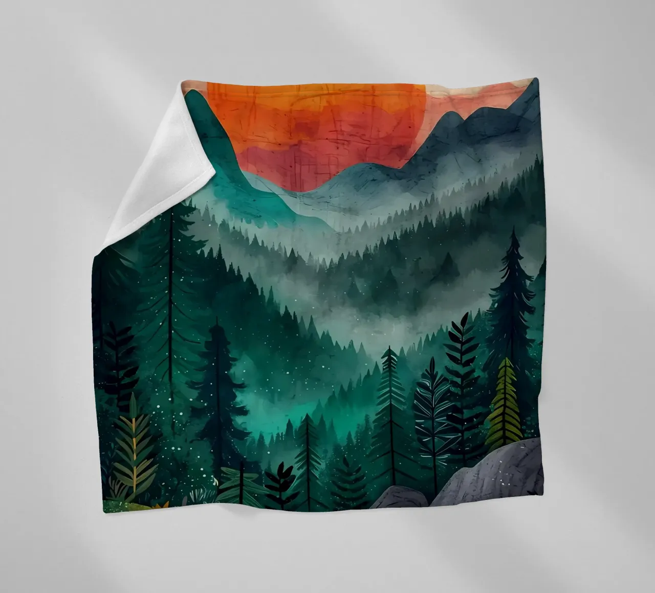 Misty Golden Crimson fleece blanket by Albert S Jacob
